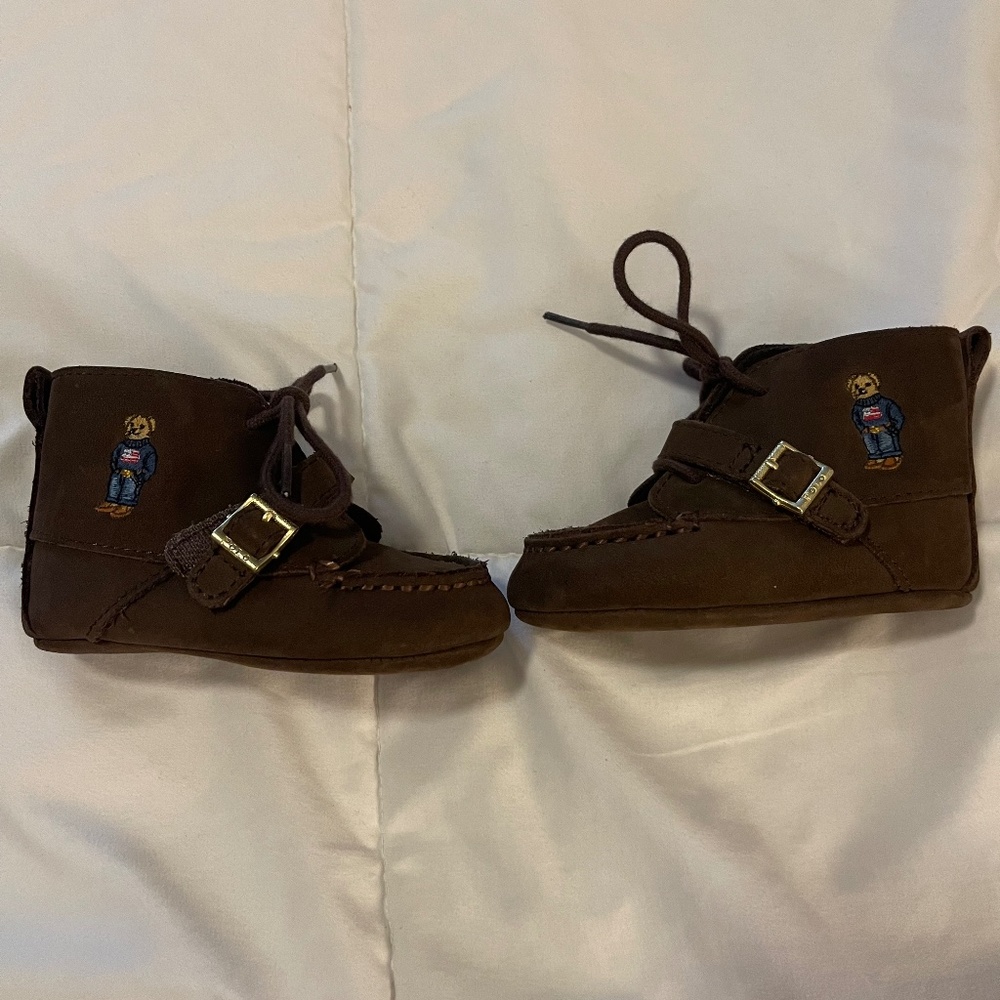 POLO Ralph Lauren Brown  Nubuck Baby Boots Size 4